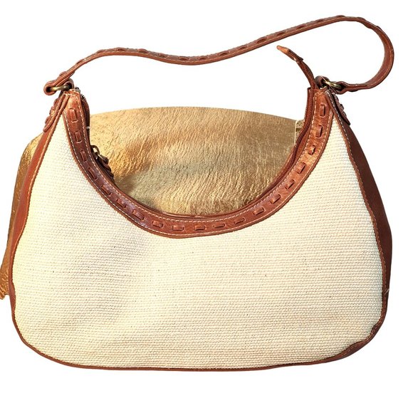 Relic Cream Woven Hobo Handbag With Brown Leather Decorative Straps. New Tags. - Picture 3 of 14